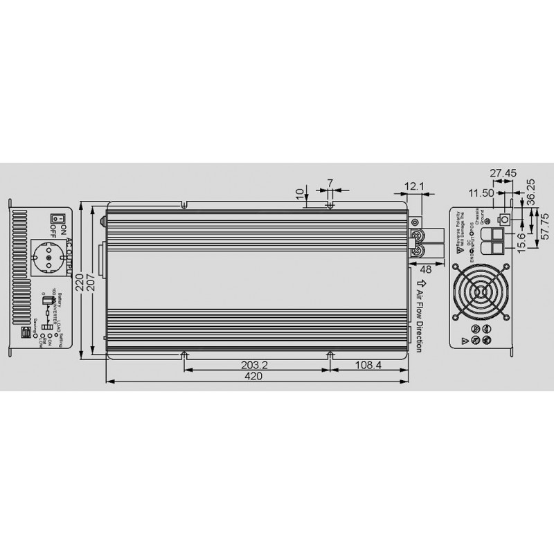 TS-1500-212B Mean Well DC/AC converters, 1500W - elpro Elektronik