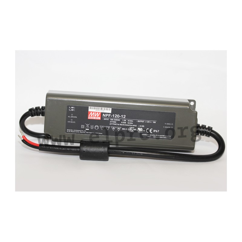 thumbnail interactive-video image 1 of Mean Well NPF-60-12 LED Power Supply – 60W 12V 5A, IP67, 90-305VAC, Constant Voltage/Current 1 of 5