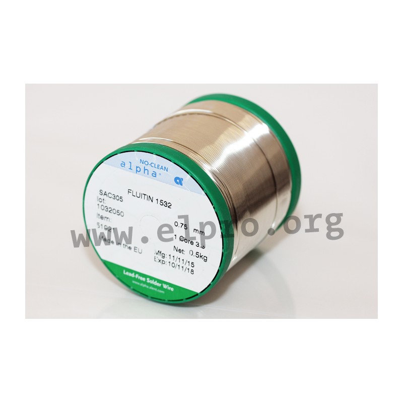 Details about  / FLUITIN 1532  LEAD FREE SOLDER WIRE ALLOY SAC305 1 CORE 3.3 DIA 1.0