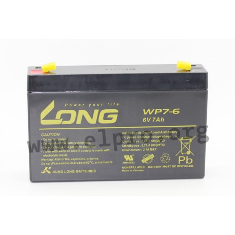 WP7-6, Kung Long Batteries Blei-Akkus, 6 Volt