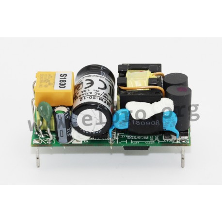 MFM-20-5, Mean Well power supplies, 20 watts, single output, medical, on board-type (open frame)