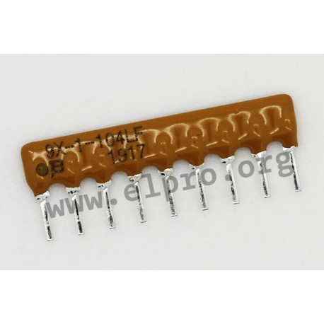 4609X-101-104LF, Bourns resistor networks, 9 pins/8 resistors, 4600X series