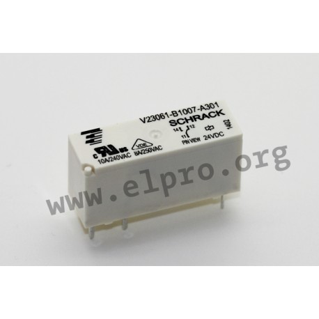 1-1393223-7, TE Connectivity / Schrack PCB relays, SPDT or SPST-NO, 8A, V23061 series