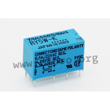 RY-24W-K, Fujitsu/Takamisawa PCB relays, 1A, DPDT, RY series