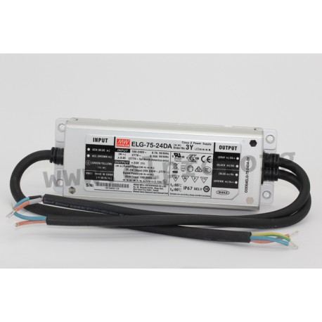 ELG-75-36DA-3Y, Mean Well LED power supplies, 75W, IP67, constant voltage, dimmable, DALI interface, ELG-75 series