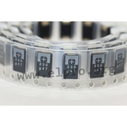 2R5TPE330MI, Panasonic polymer tantalum capacitors, SMD, Poscap, TPE series