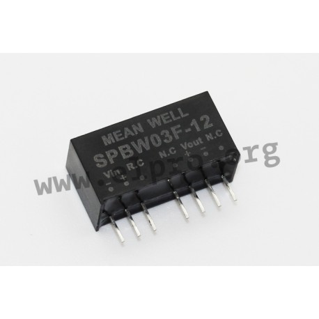 SPBW03F-03, 3 W, SIL 8 housing, SPBW03 series by Meanwell