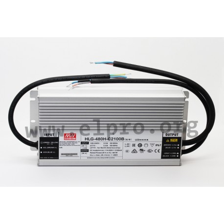 HLG-480H-C3500B, Mean Well LED-Schaltnetzteile, 480W, IP67, Konstantstrom, dimmbar, HLG-480H-C Serie