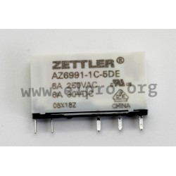 AZ6991-1CE-12DE,Zettler PCB relays, 8A, 1 normally open contact or 1 changeover contact, AZ6991 series