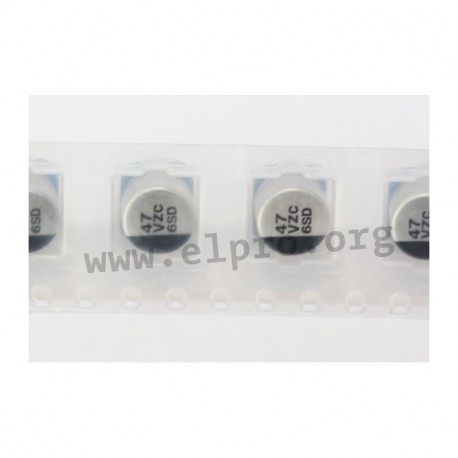 EEHZC1V100R,Panasonic electrolytic capacitors, SMD, 125°, reflow, low ESR, hybrid, 4000h, ZC series