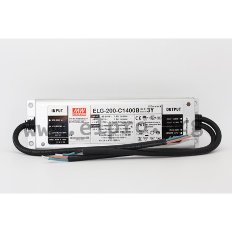 ELG-200-C700B-3Y,  Mean Well LED switching power supplies, 200W, IP67, constant current, dimmable, with protective earth PE, ELG