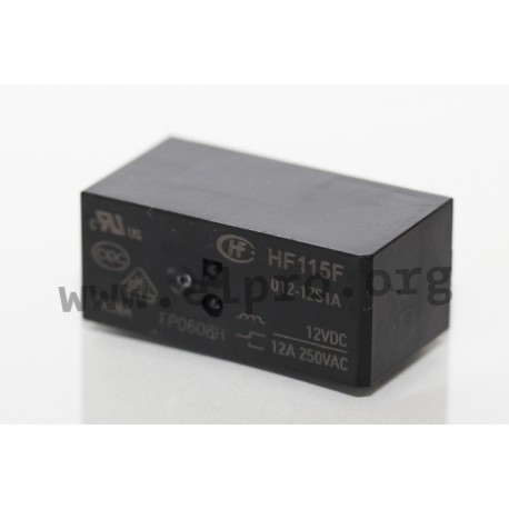 HF115F/012-1ZS3A, Hongfa PCB relays, 8 to 16A, 1 or 2 changeover contacts, HF115F series