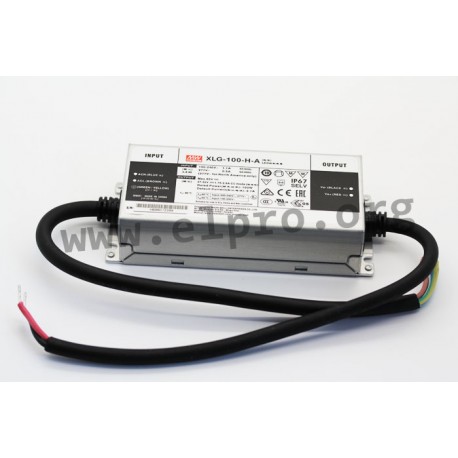 XLG-100-H-A, Mean Well LED switching power supplies, 100W, CV and CC mixed mode, constant power, IP67, XLG-100 series