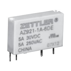 AZ921-1A-24DEF, Zettler PCB relays, 5A, 1 normally open contact, AZ921 series