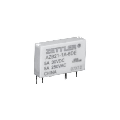 AZ921-1AE-24DEF, Zettler PCB relays, 5A, 1 normally open contact, AZ921 series