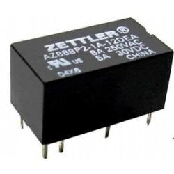 AZ888-1A-24DE, Zettler PCB relays, 5 and 8A, 1 normally open or 2 normally open or 1 normally open and 1 changeover contact, AZ8
