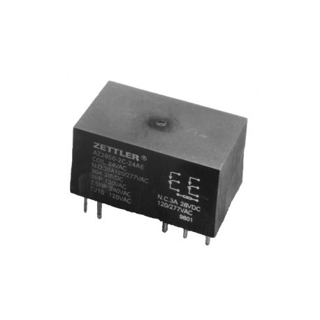 AZ2850-2AE-12D, Zettler PCB relays, 40A, 2 changeover or 2 normally open contacts, AZ2800 and AZ2850 series