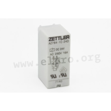 AZ764-1A-12D, Zettler Printrelais, 16A, 1 Wechsler oder 1 Schließer, AZ764 Serie