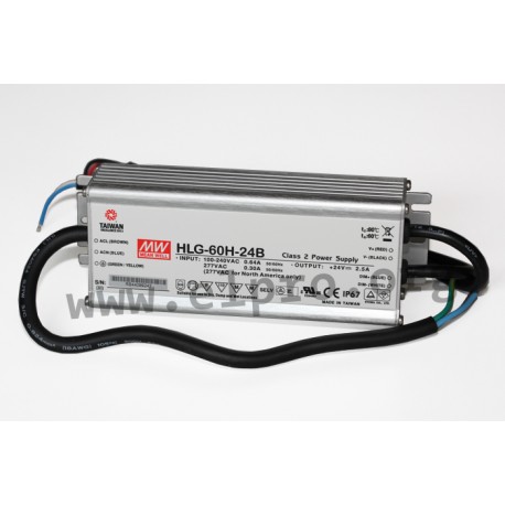 HLG-60H-15B, Mean Well LED drivers, 60W, IP67, dimmable, HLG-60H series