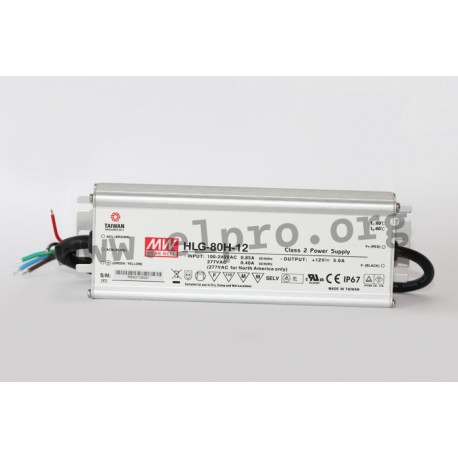 HLG-80H-30, Mean Well LED drivers, 80W, IP67, HLG-80H series