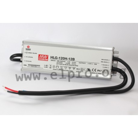 HLG-120H-48B, Mean Well LED drivers, 120W, IP67, dimmable, HLG-120H series