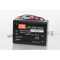 LDH-45B-700WDA, Mean Well DC/DC step-up LED drivers, LDH-45 series