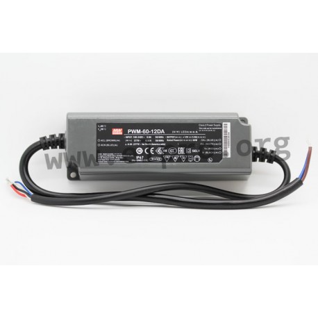 PWM-60-24DA, Mean Well LED switching power supplies, 60W, IP67, PWM output voltage, DALI interface, PWM-60 series