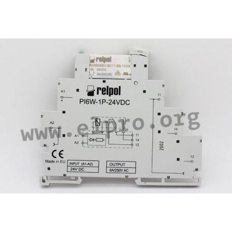 PIR6W-1P-230VAC/DC-01, Relpol switching relays, 6A, 1 changeover contact, PIR6W series