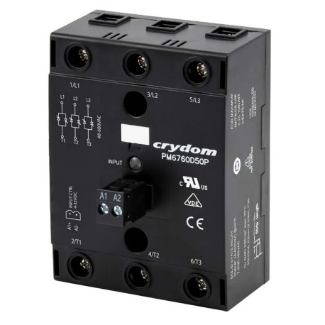 PM6760D75P, Sensata/Crydom solid state relays, 25 to 75A, 3x600V, thyristor output, AC voltage, 3-phase, PM6760 series