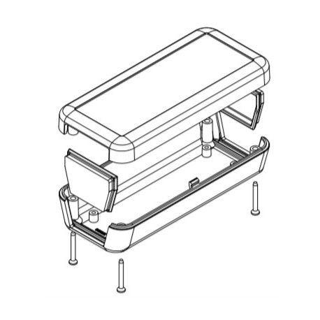 1552D3BK, Hammond small enclosures, ABS, IP54, flame-retardant, recessed top for display or keypad, 1552 series