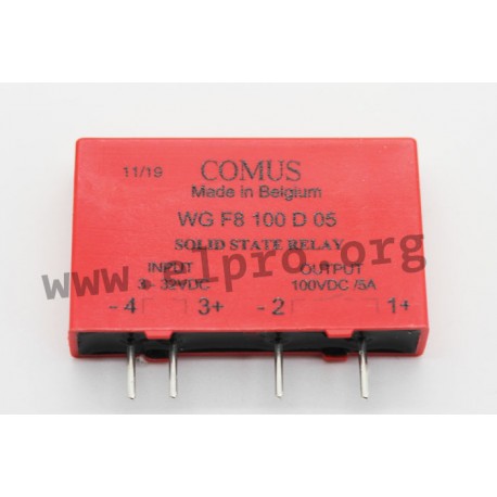 WGF8-50D08, Comus solid state relays, 1,5 to 10A, 50 to 400V, MOSFET output, DC current, SIL housing, WGF8 series