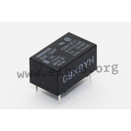 G6E-134P-US-5VDC, Omron PCB relays, 3A, 1 changeover contact, low signal, G6E series