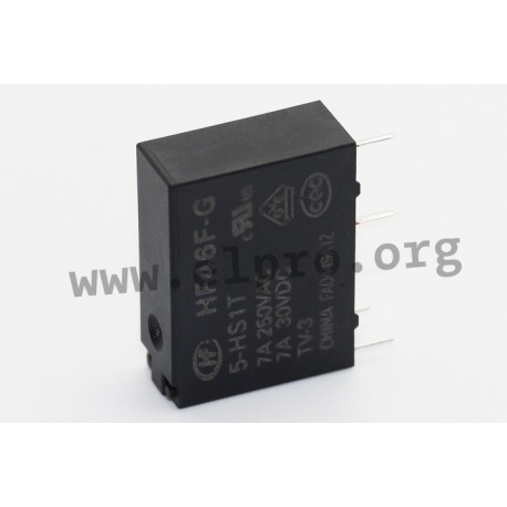 HF46F-G/5-HS1T, Hongfa PCB relays, 10A, 1 normally open contact, HF46F-G series