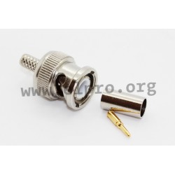 BNC plugs, for crimping, soldering and screwing, 50 and 75 ohms wave impedance