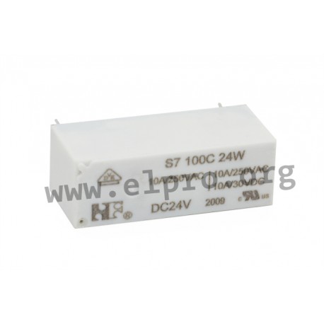 S7100C24W, NF Forward PCB relays, 10A, 1 changeover or 1 normally open contact, S series