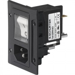 3-108-454, Schurter IEC appliance inlets, 70°C, with rocker switch, DG11 series