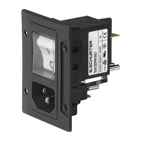 3-109-719, Schurter IEC appliance inlets, 70°C, with rocker switch, DG11 series