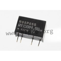 R24P05S, Recom DC/DC converters, 1W, SIL7 housing, for medical technology, RxxPxx series