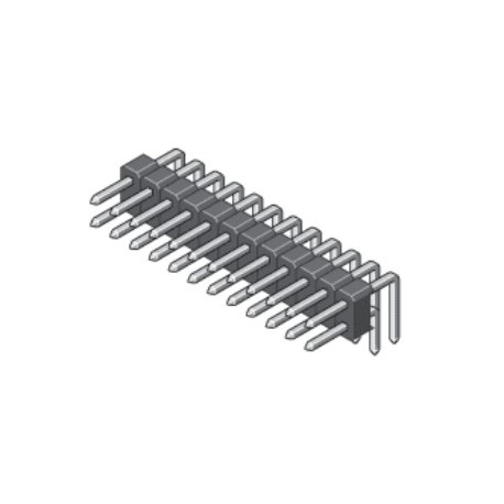 088-2-080-0-T-XS0-1000, MPE Garry pin headers, double-row, angled, pitch 2,54mm, 088 series