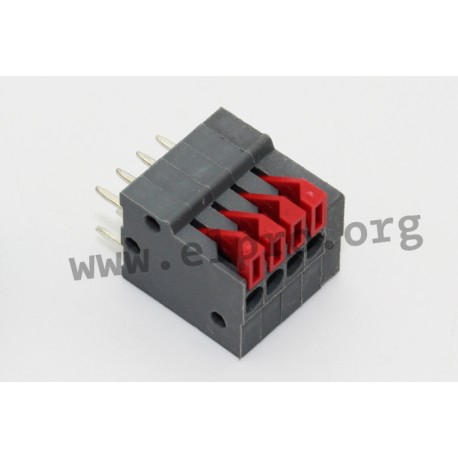 AKZ4791/4KD-2.54-V-BASALTGRAU, PTR spring terminal blocks, pitch 2,54mm, 9A, with lever, 90°, AKZ4791 series