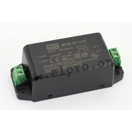 MPM-30-5ST, Mean Well switching power supplies, 30W, for medical technology, PCB, MPM-30 series