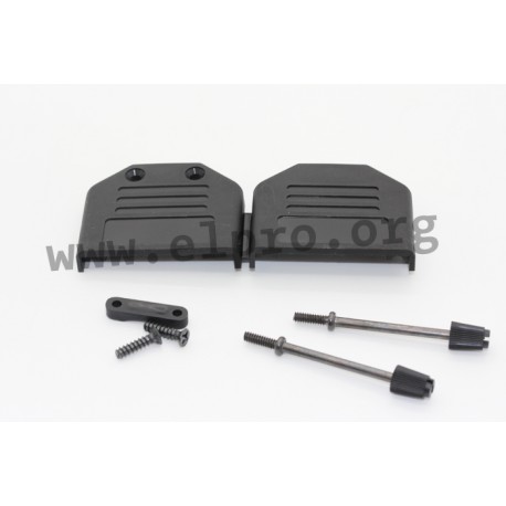 A-FT 15, Assmann D-sub backshells, plastic, straight cable outlet, with screws, A-FT series