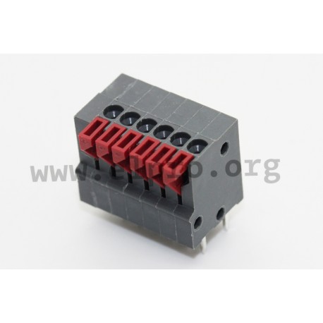 AKZ4791/6KD-2.54-V-BASALTGRAU, PTR spring terminal blocks, pitch 2,54mm, 9A, with lever, 90°, AKZ4791 series