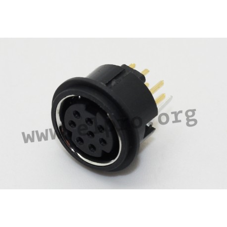 A-DIO-TOP/08, Mini-DIN circular sockets, straight