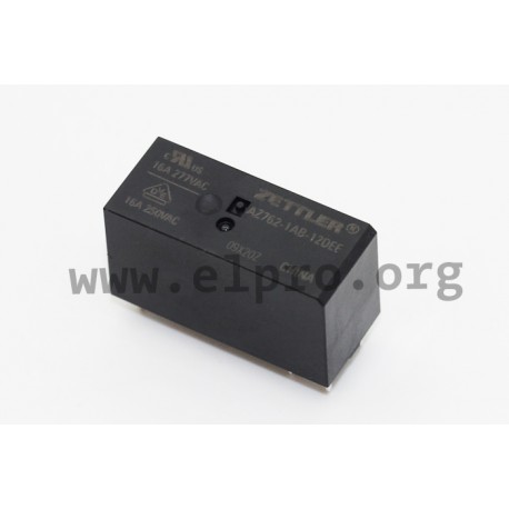 AZ762-1AB-24DEF, Zettler PCB relays, 16A, 1 changeover or 1 normally open contact, AZ762 series