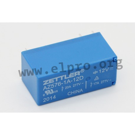 AZ576-1C-24D, Zettler PCB relays, 20A, 1 changeover or 1 normally open contact, AZ576 series