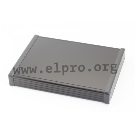 1455R2201BK, Hammond diecast extruded aluminium enclosures, with aluminium end panels, 1455 series