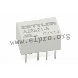 AZ8521-5, Zettler PCB relays, 2A, 2 changeover contacts, AZ8521 series