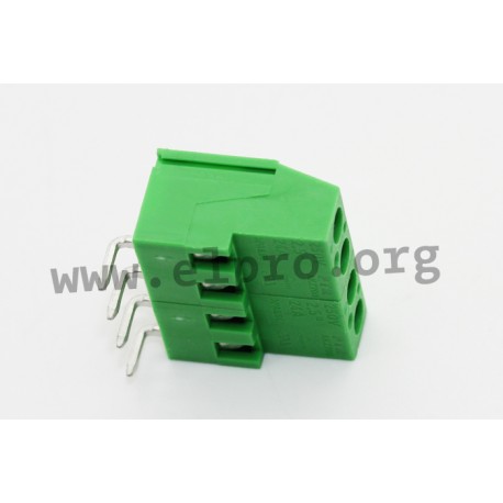AKZ700/2-5.08-H-GRÜN, PTR terminal blocks, pitch 5,08mm, 24A, screw-cage clamp principle, 90°, AKZ700 series