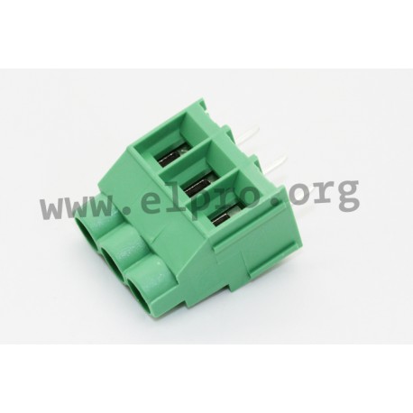 DG636-6.35-03P-14-00AH, Degson terminal blocks, pitch 6,35mm, 24A, 450V, screw-cage clamp principle, DG636-6.35 series